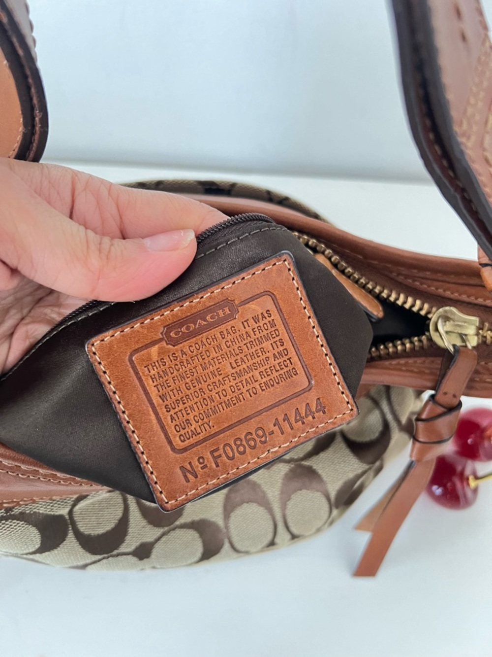 COACH Signature Canvas Shoulder Bag in Brown - Picture 14 of 15
